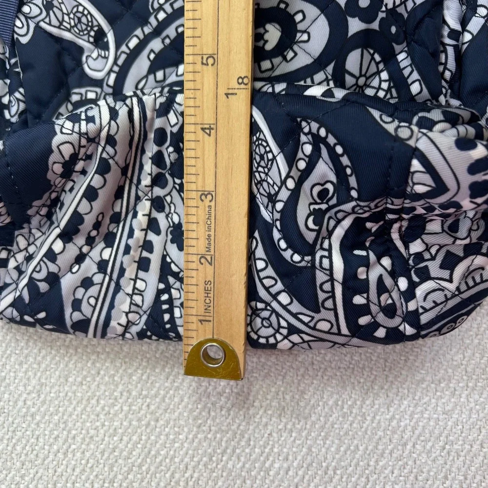 Vera Bradley Iconic Small Backpack Deep Night Paisley Quilted Cotton Navy Travel